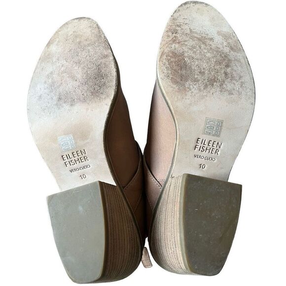 Eileen Fisher Leather Cutout Ankle Booties Boots Tan size 10 - Picture 3 of 14